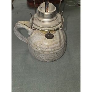Vintage  Stoneware Oil Lamp Finger Jug Danbury CT USA